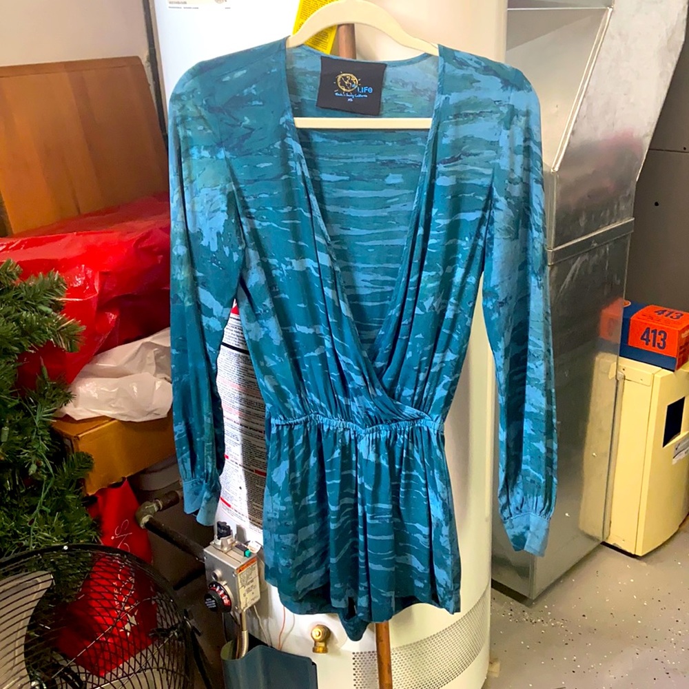 Blue Life Tie Dye V Cut Romper